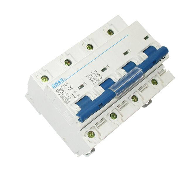 Circuit Breaker Din Rail Mount 125 A 4 P 6 Ka C Curve Cb Ad47 1 64125