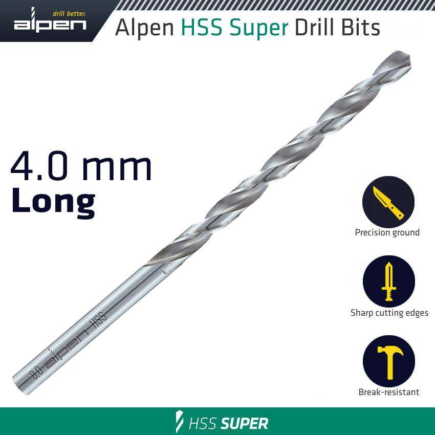 Alpen Hss Super Drill Bit Long 4 X 119 Mm Pouch