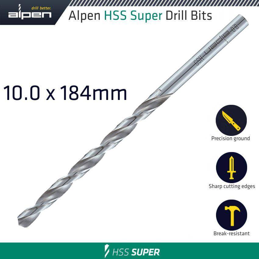 Alpen Hss Drill Bit Long 10 X 184 Mm Bulk