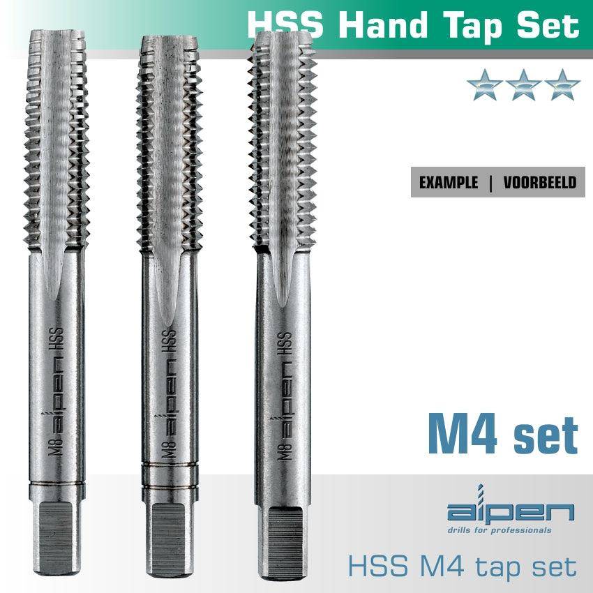 Alpen Hand Tap Set In Pouch M4 Hss 0.7 Mm Pitch
