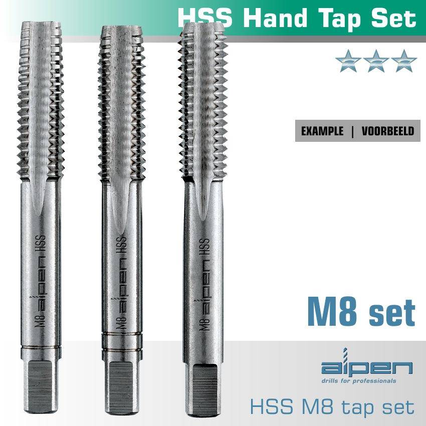 Alpen Hand Tap Set In Pouch M8 Hss 1.25 Mm Pitch