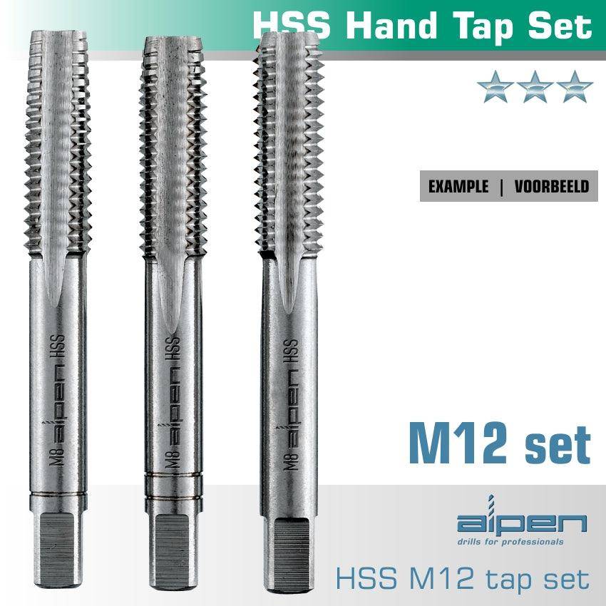 Alpen Hand Tap Set In Pouch M12 Hss 1.75 Mm Pitch