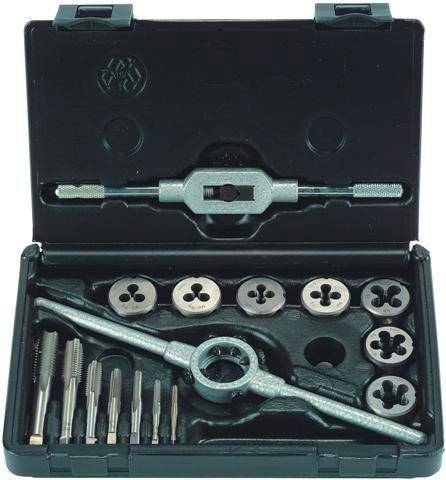 Alpen Tap & Die Set 16 Piece M3 M12 Hss With Die Holder & Tap Wrench