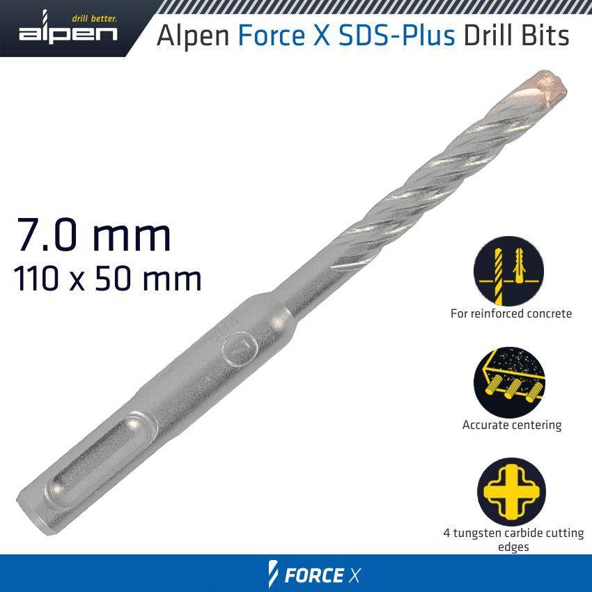 Alpen Force X 7.0 X 110/050 Sds Plus Rebar Drill Bit X4 Cutting Edges