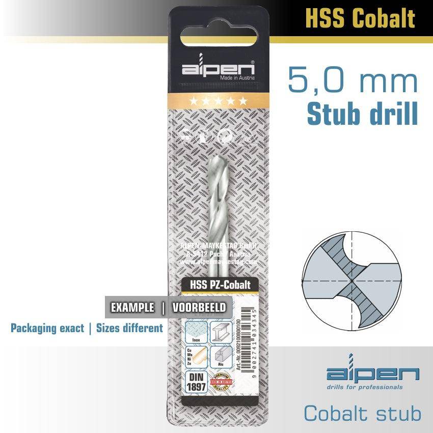 Alpen Cobalt Drill Bit Short Pouch 5.0 Mm