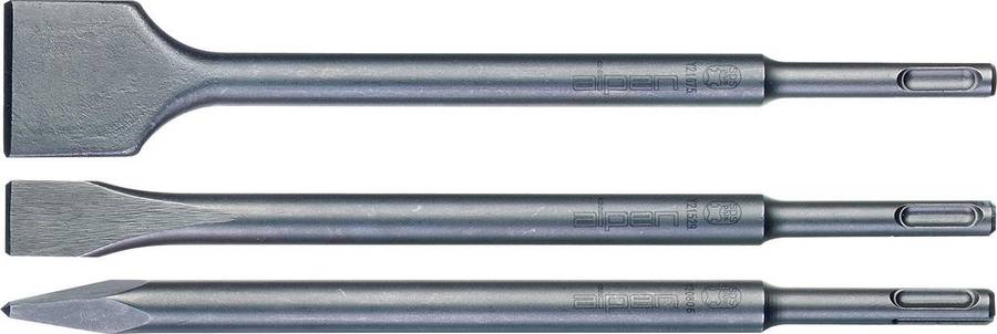 Alpen Sds Chisel Set Plastic Tube Point X250 Mm Flat 20 X250 Flat 40 X250