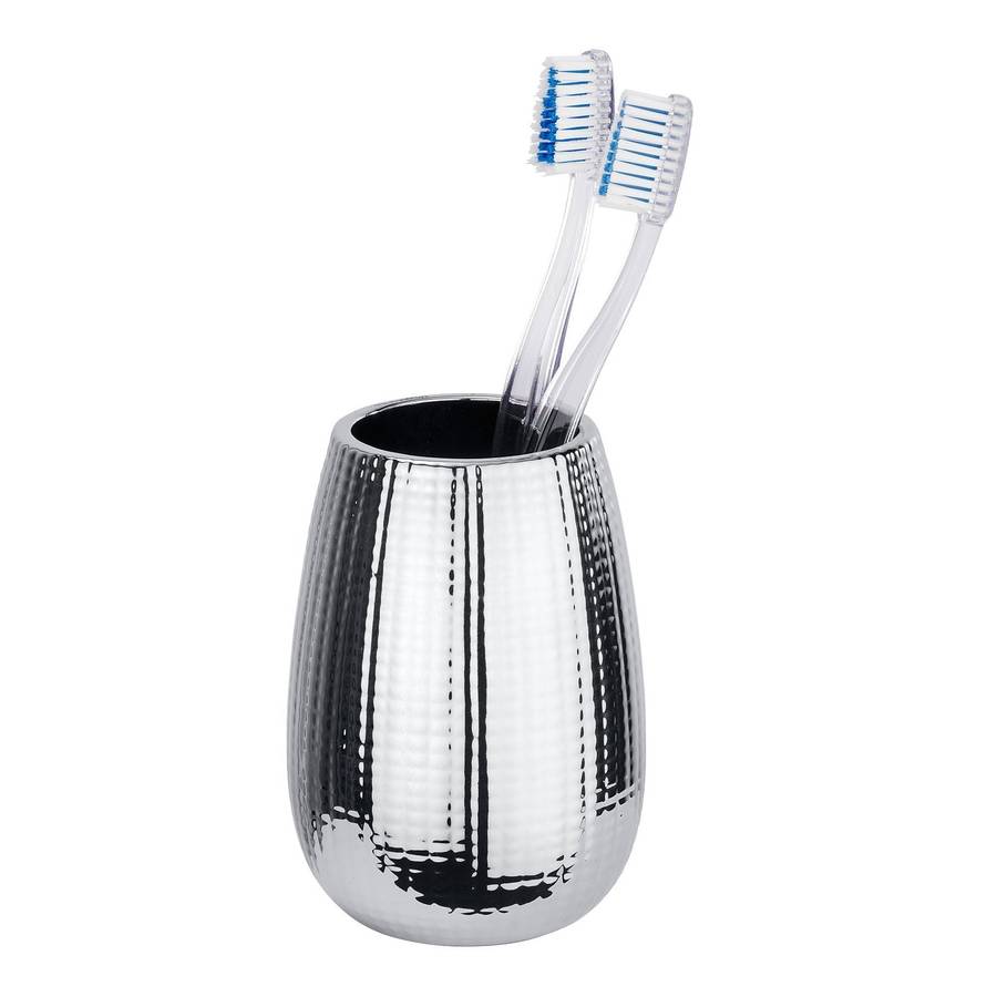 Wenko Toothbrush Tumbler Dakar Range Ceramic Silver