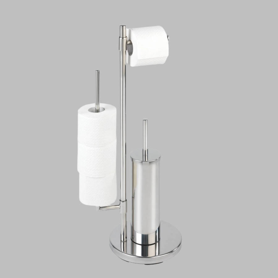 Wenko Freestanding Toilet Brush & Roll Holder Universalo Neo Stainless Steel