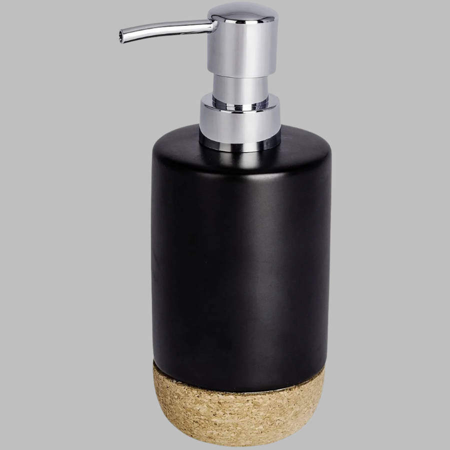 Soap Dispenser Black Ceramic & Cork