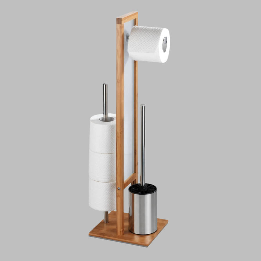 Freestanding Toilet Brush & Roll Holder Rivalta Bamboo