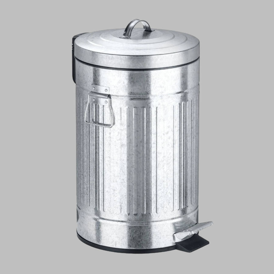 Wenko 12 L Pedal Bin New York Retro Metal Silver