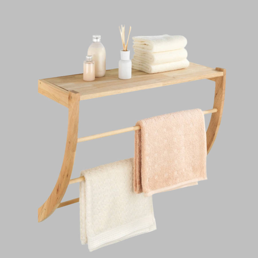Wenko 1 Shelf 3 Rail Wall Rack Norway Walnut