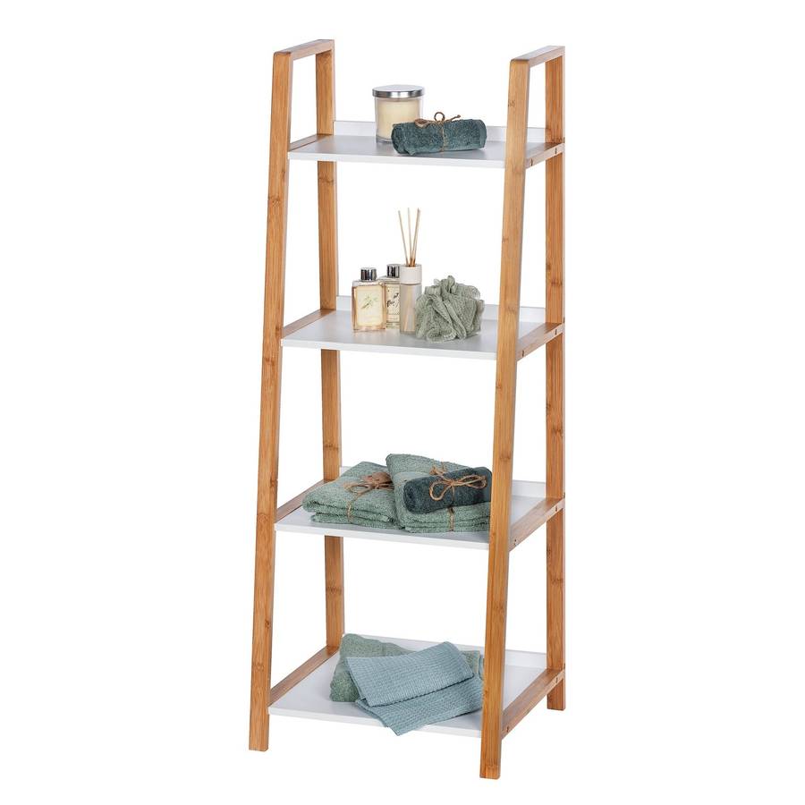 Wenko 4 Tier Shelving Unit Finja Bamboo
