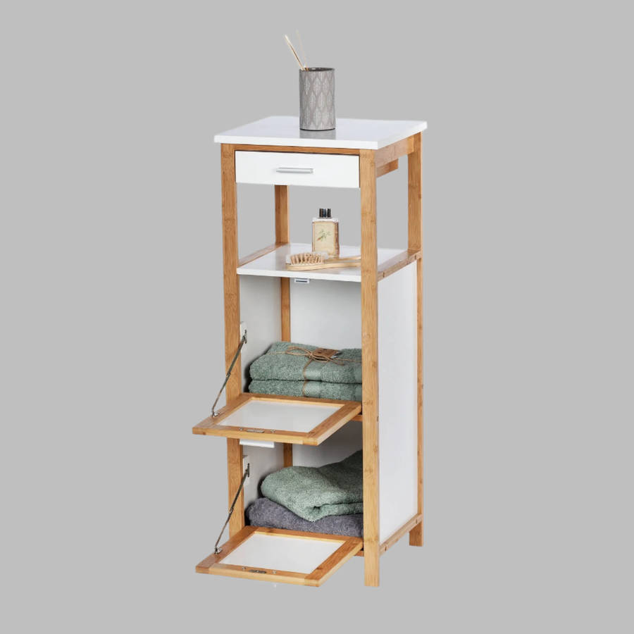 Wenko Shelving Unit W/ 2 Compartments + Drawer Finja Bamboo