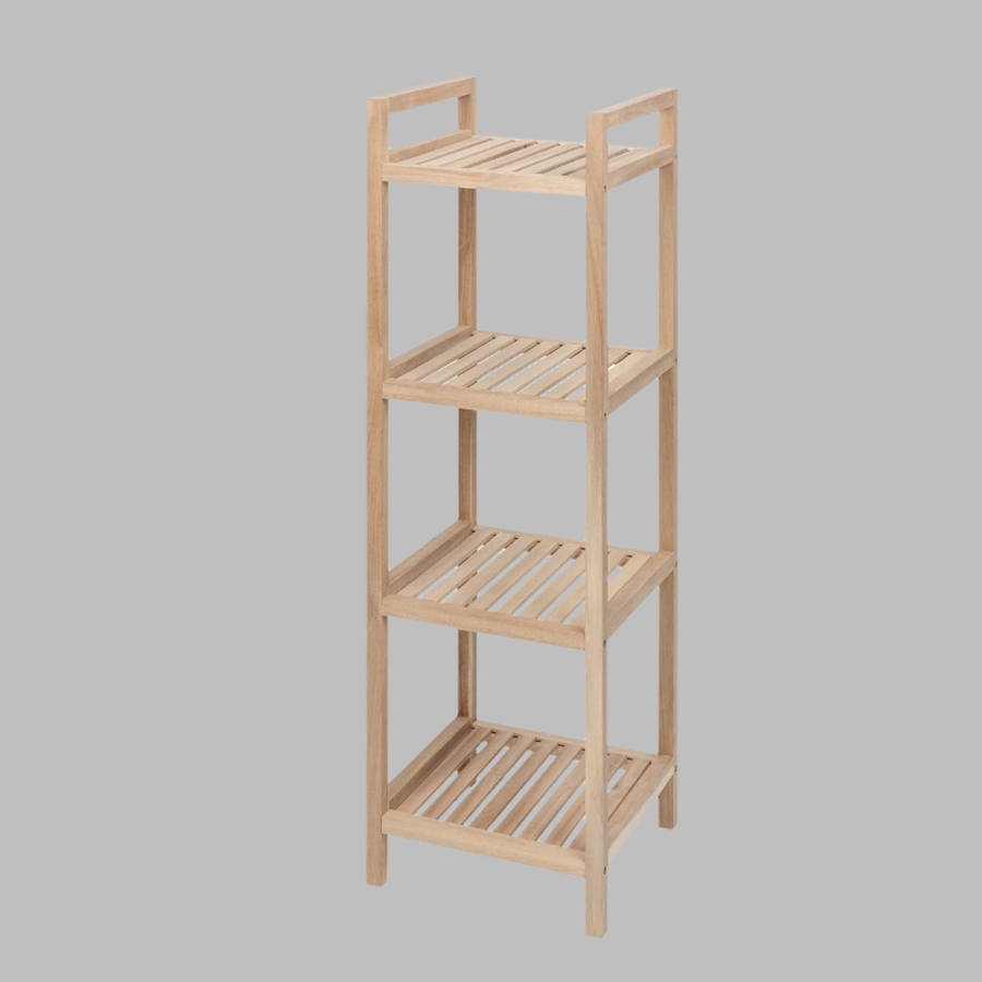 Wenko 4 Tier Shelving Unit Acina Acacia Wood