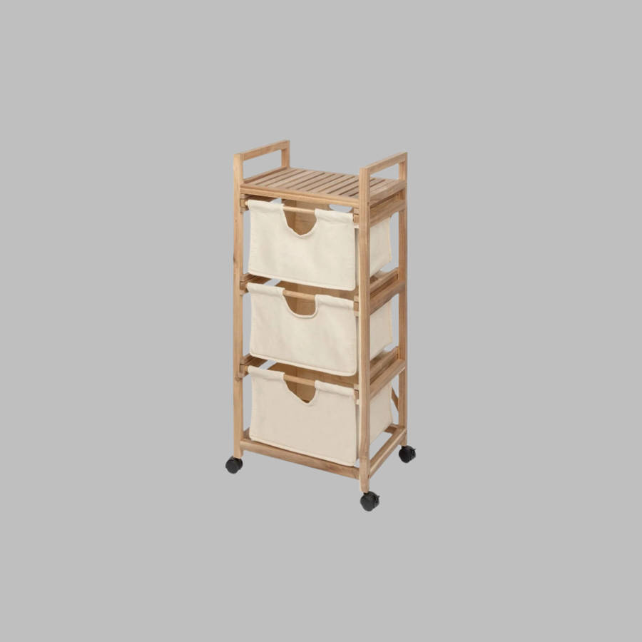 Wenko Laundry Trolley 3 Drawers Acina Acacia Wood