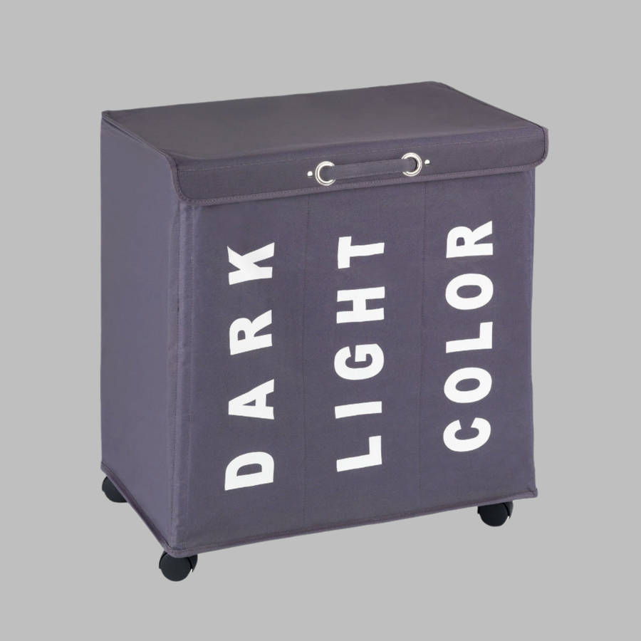 Wenko Laundry Basket 116 L 3 Compartment Trivo Grey