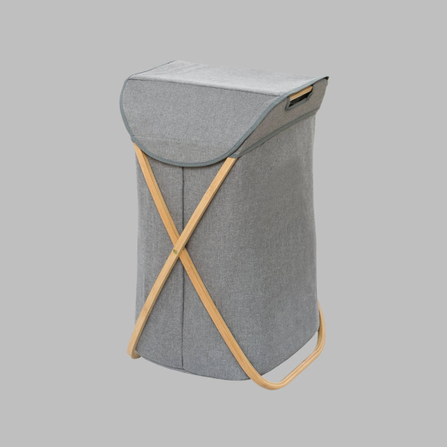 Wenko Laundry Basket 79 L Bahari Bamboo Grey