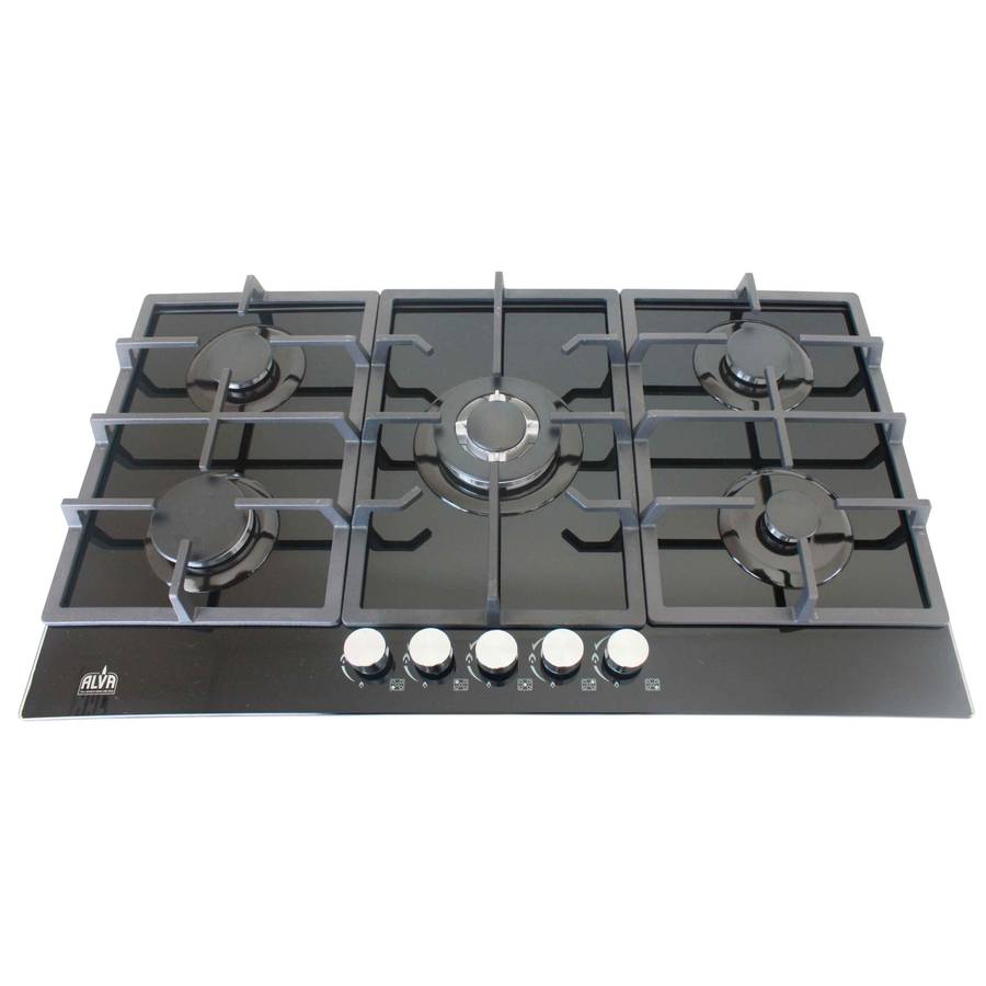 Alva 90cm 5 Burner Gas Hob Glass Top