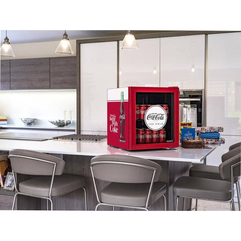 Husky 46 L Counter Top Beverage Cooler W/ Glass Door Coca Cola Red