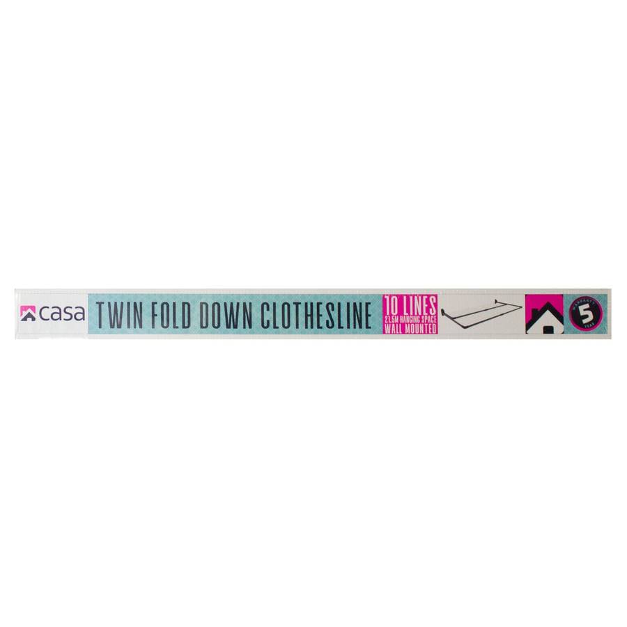 Casa 10 Line Twin Fold Down Wall Mounted Clothesline 21 M
