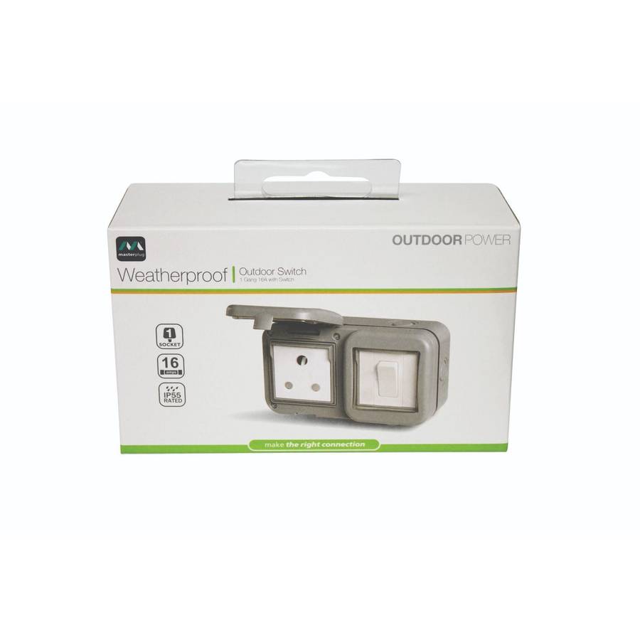 Masterplug Ip55 Single Outdoor Switch & Sa Socket (1 X 3 Pin)