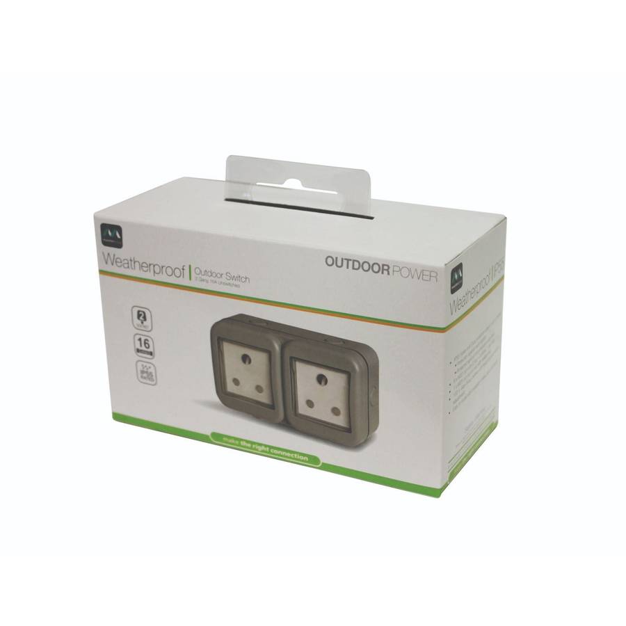 Masterplug Ip55 Double Unswitched 16 A Sa Outdoor Socket (2 X 3 Pin)