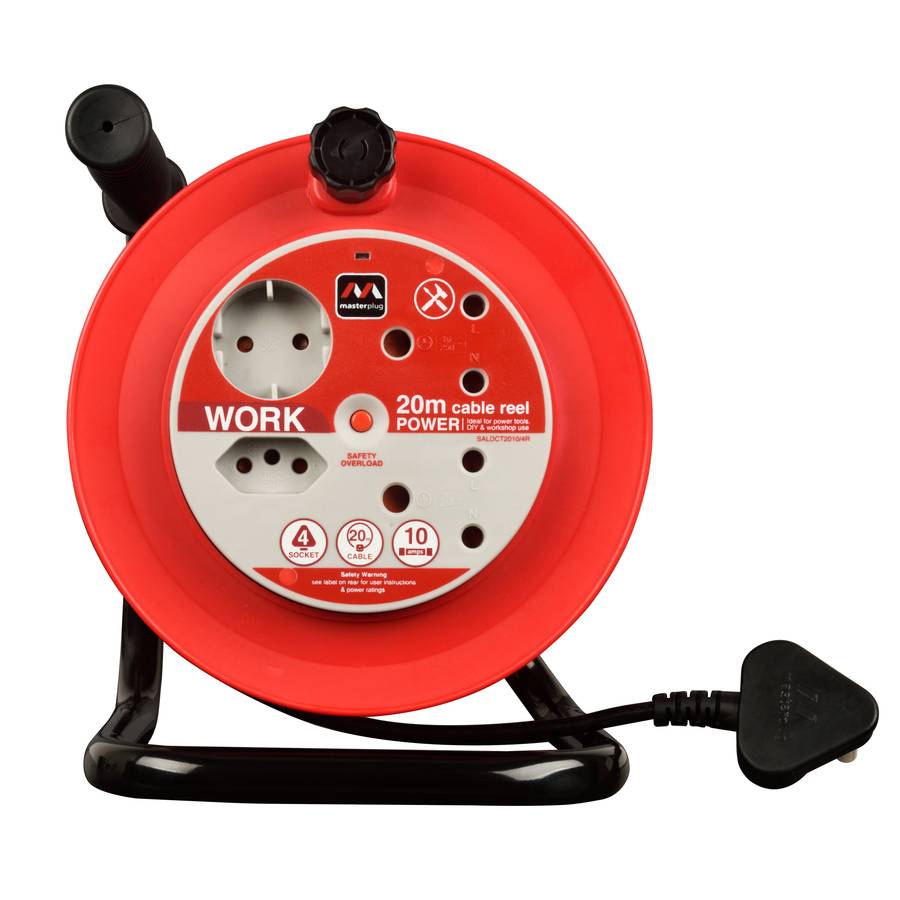 Light Duty 20m Cable Open Reel 4 Socket Without Switch