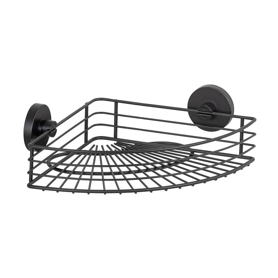 Wenko Vacuum Locâ® Corner Shelf Bari Black Wall Shelf No Drilling