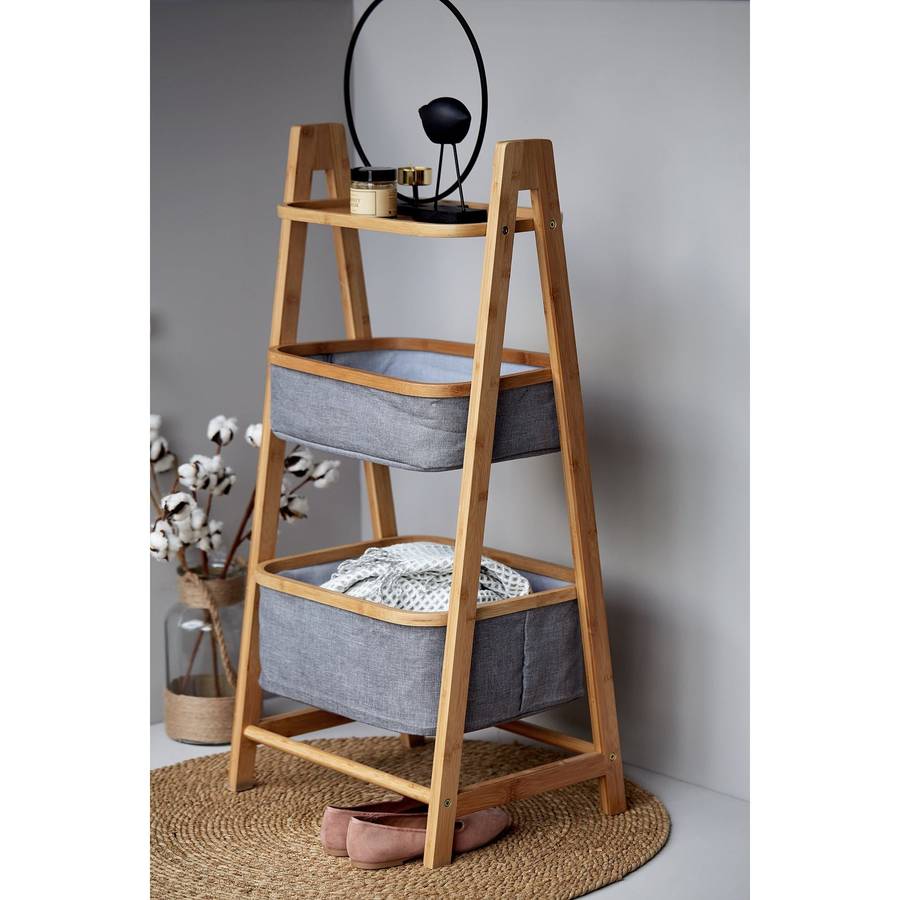 Wenko Shelf Unit With 2 Baskets Bahari Bamboo