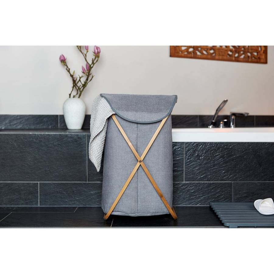Wenko Laundry Basket 79 L Bahari Bamboo Grey