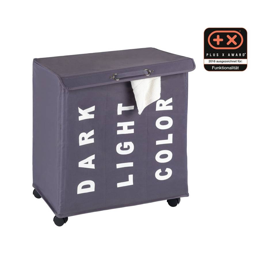 Wenko Laundry Basket 116 L 3 Compartment Trivo Grey