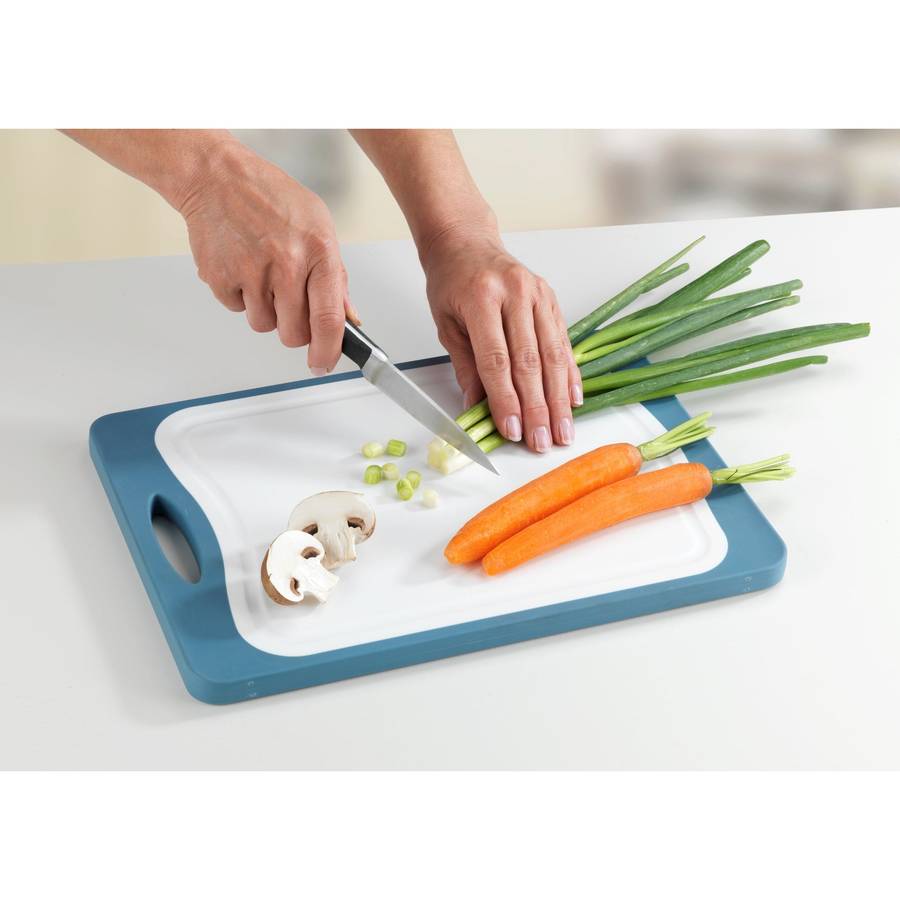 Double Sided Cutting Board Bamboo & Pp 33 X23 Anti Slip Tpe Blue