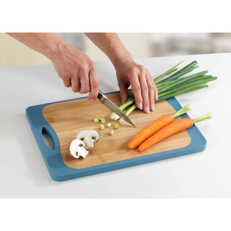 Double Sided Cutting Board Bamboo & Pp 33 X23 Anti Slip Tpe Blue