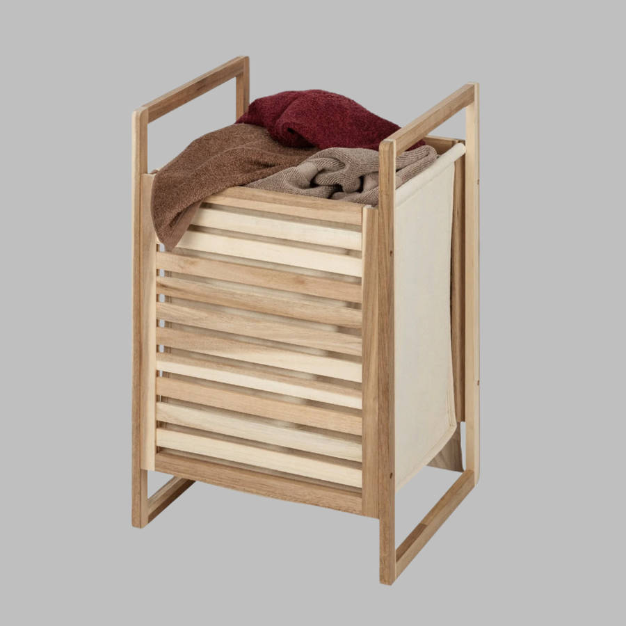 Wenko Laundry Basket Acina Acacia Wood