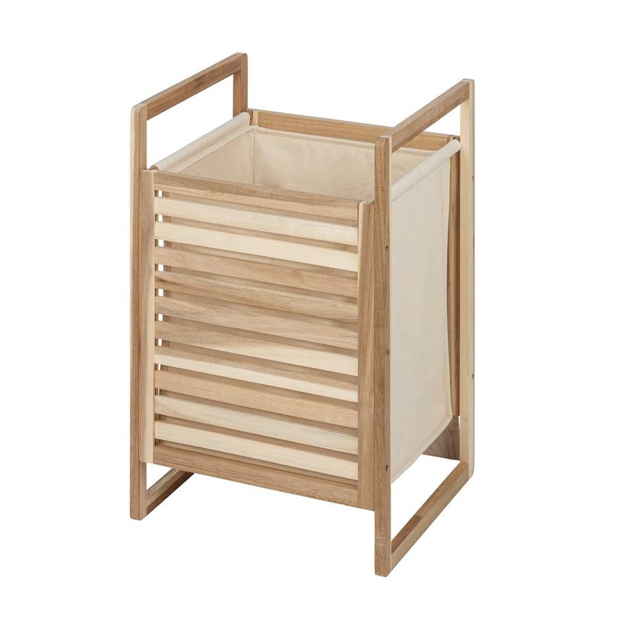 Wenko Laundry Basket Acina Acacia Wood