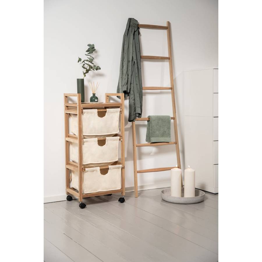Wenko Laundry Trolley 3 Drawers Acina Acacia Wood