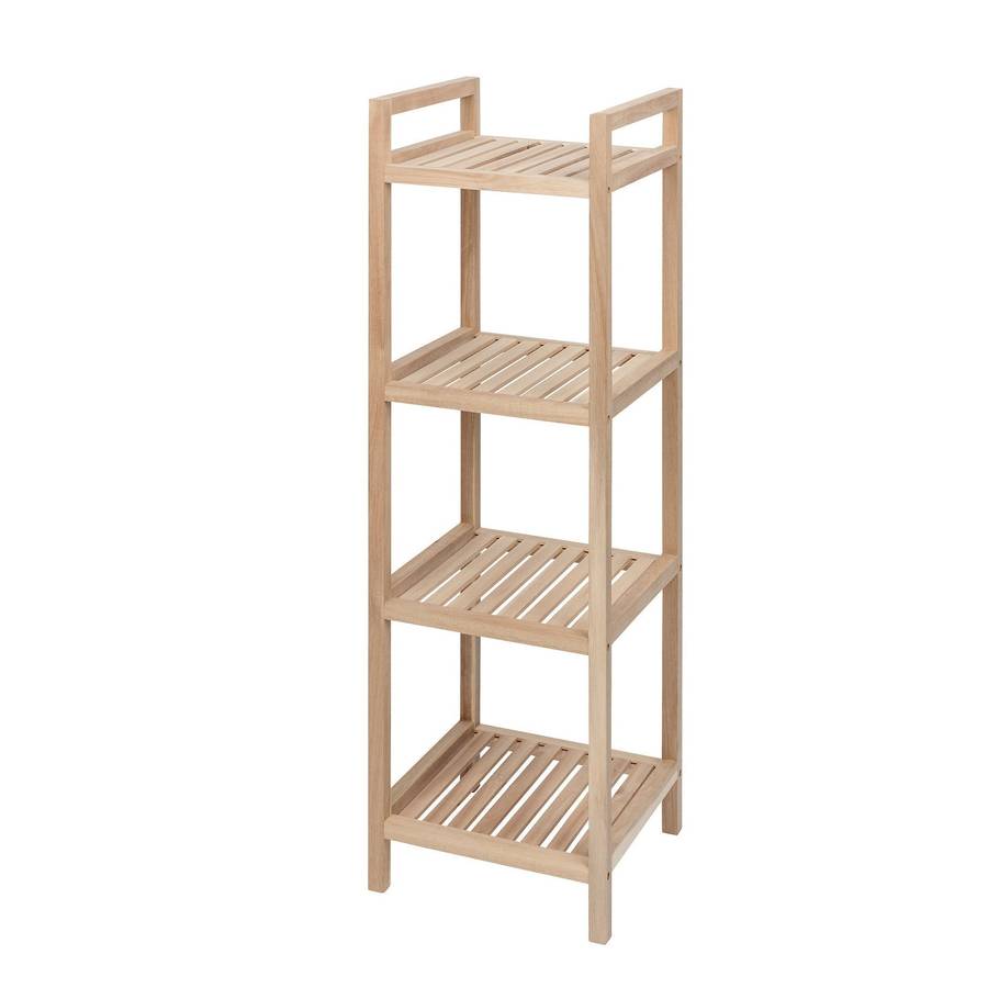 Wenko 4 Tier Shelving Unit Acina Acacia Wood