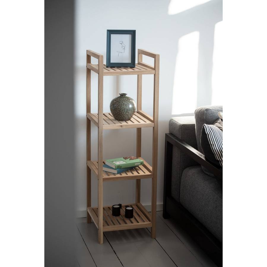 Wenko 4 Tier Shelving Unit Acina Acacia Wood