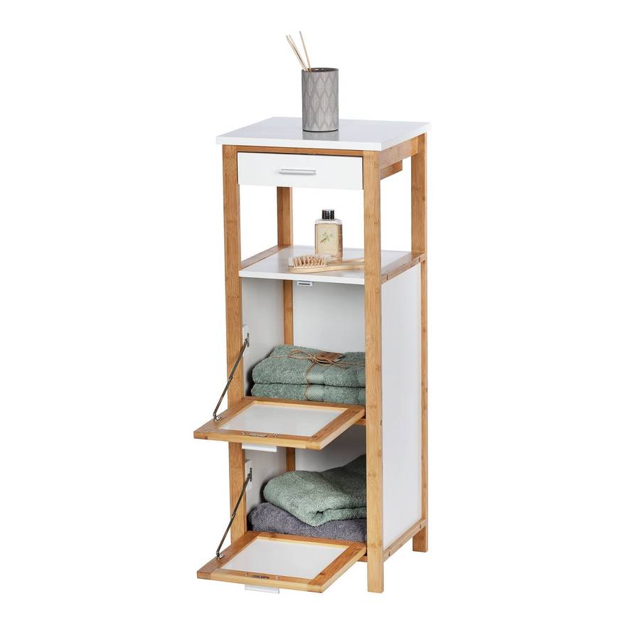 Wenko Shelving Unit W/ 2 Compartments + Drawer Finja Bamboo
