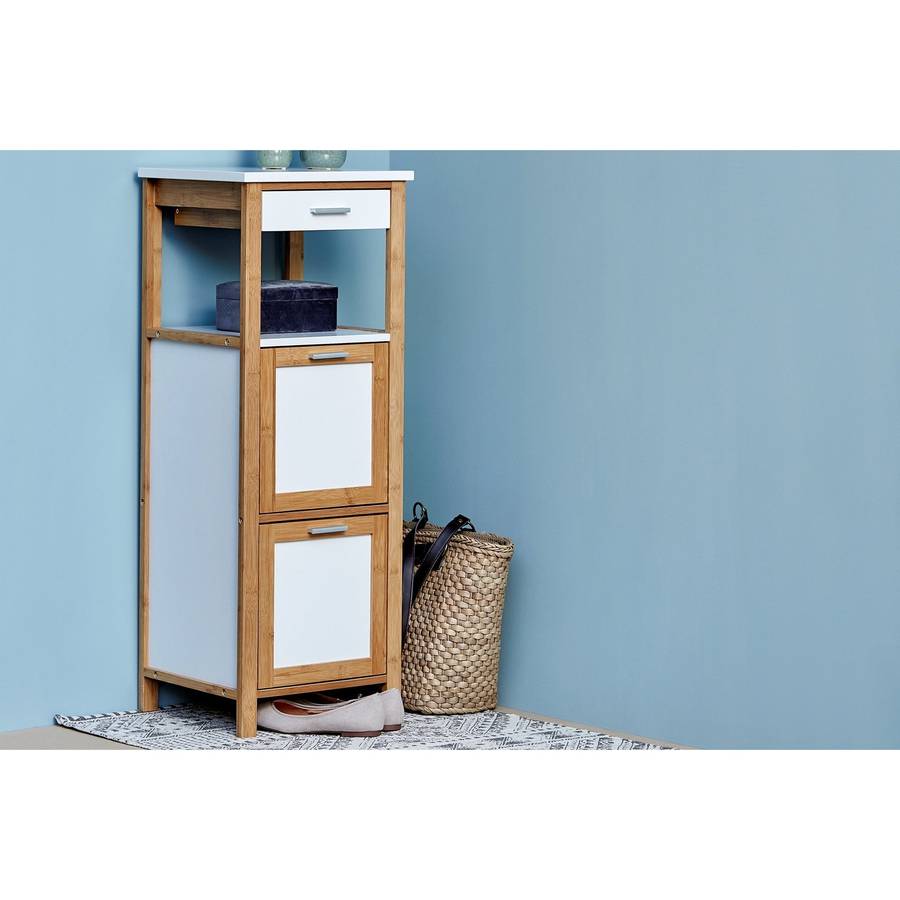 Wenko Shelving Unit W/ 2 Compartments + Drawer Finja Bamboo