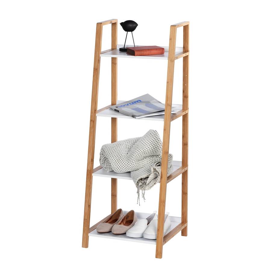 Wenko 4 Tier Shelving Unit Finja Bamboo