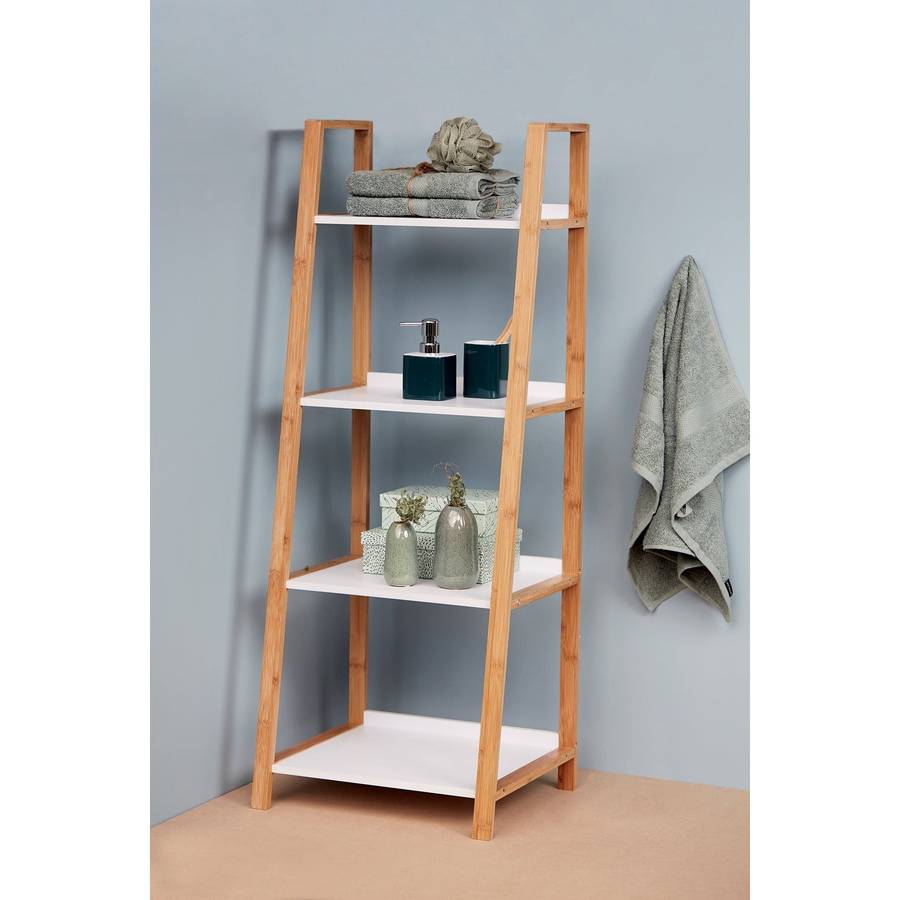 Wenko 4 Tier Shelving Unit Finja Bamboo