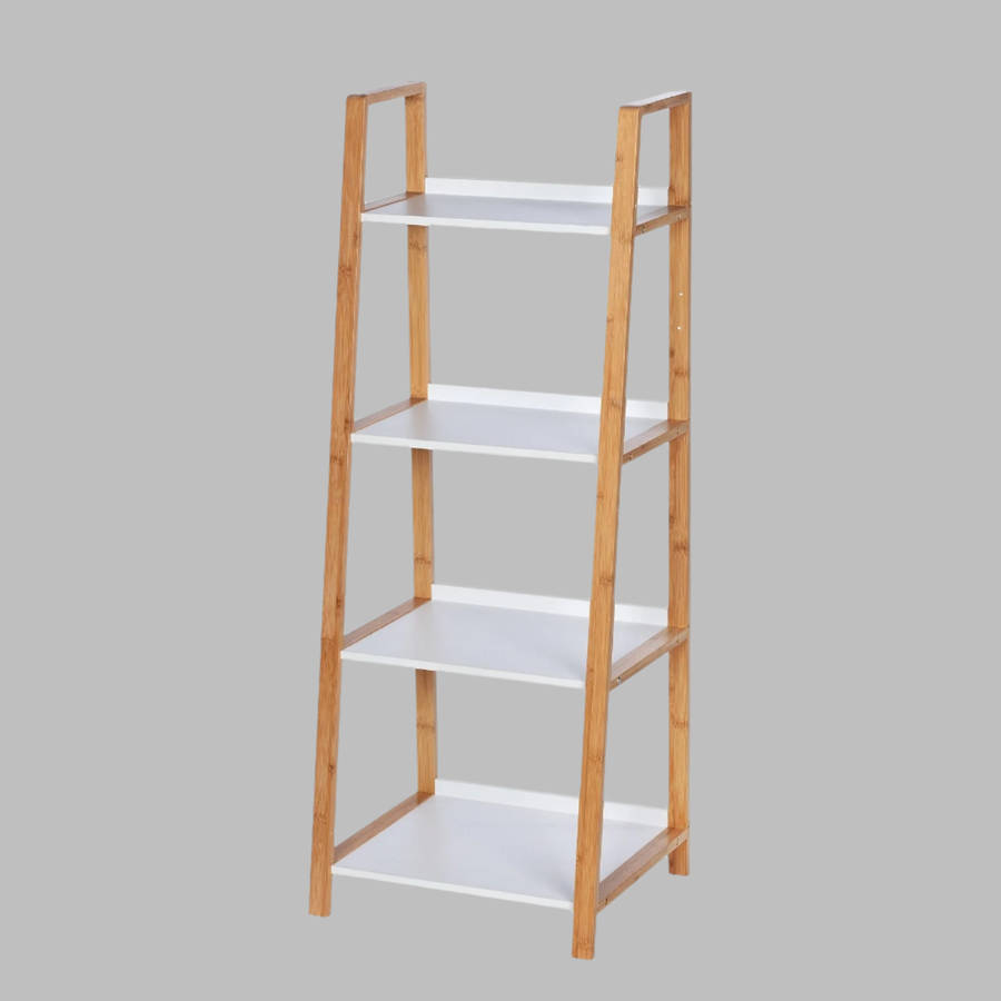 Wenko 4 Tier Shelving Unit Finja Bamboo
