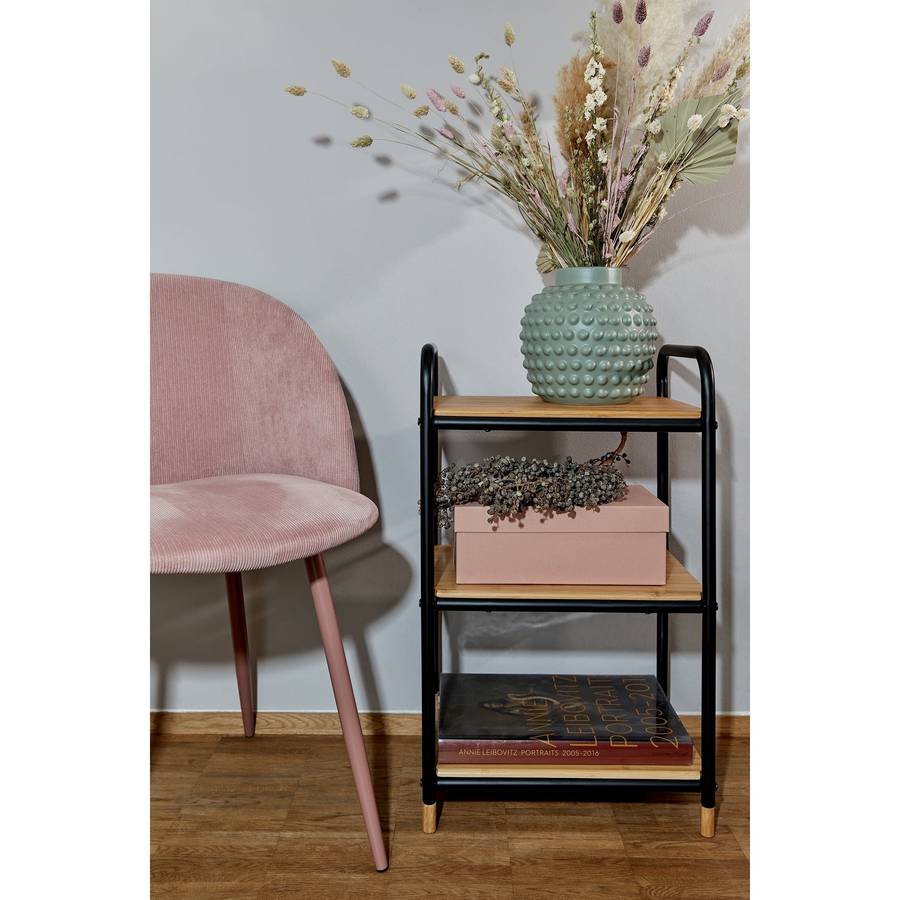 Wenko 3 Tier Shelving Unit Loft Metal & Bamboo