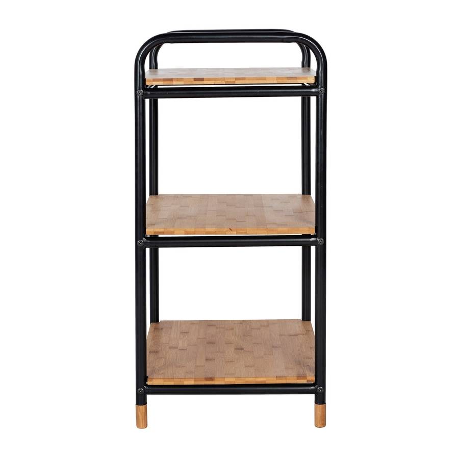 Wenko 3 Tier Shelving Unit Loft Metal & Bamboo