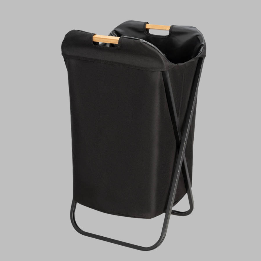 Wenko Laundry Basket 72 L Foldable Frame Loft Black