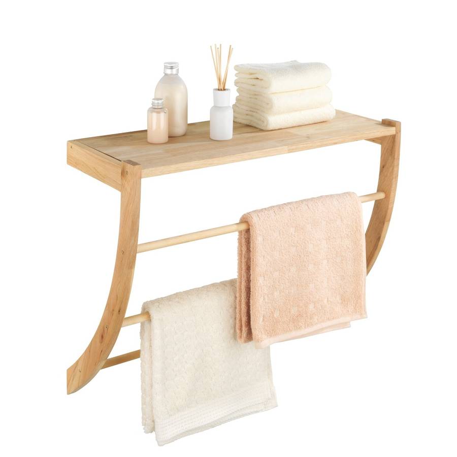 Wenko 1 Shelf 3 Rail Wall Rack Norway Walnut