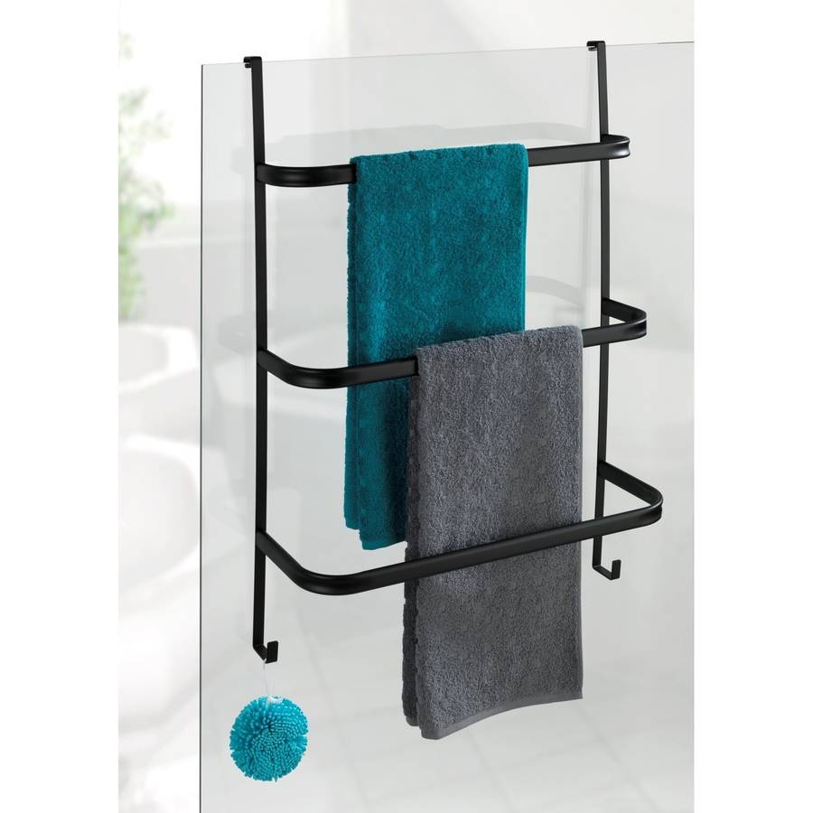 Wenko 3 Bar Over Door Towel Rail Irpinia Matte Black Steel