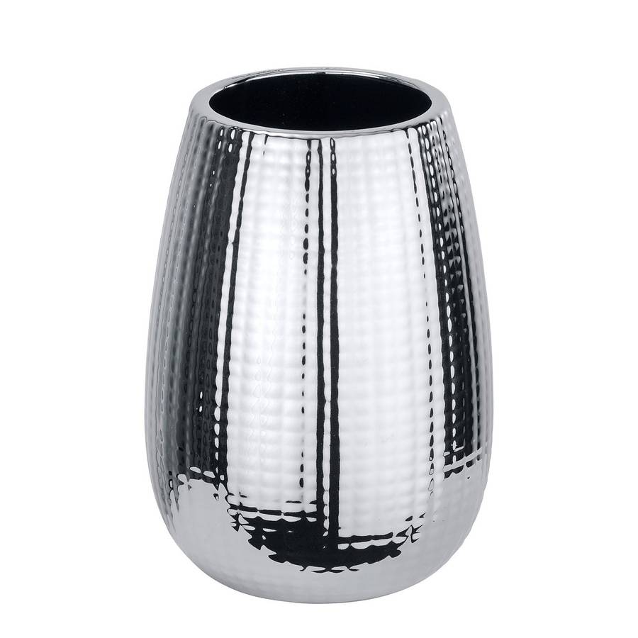 Wenko Toothbrush Tumbler Dakar Range Ceramic Silver